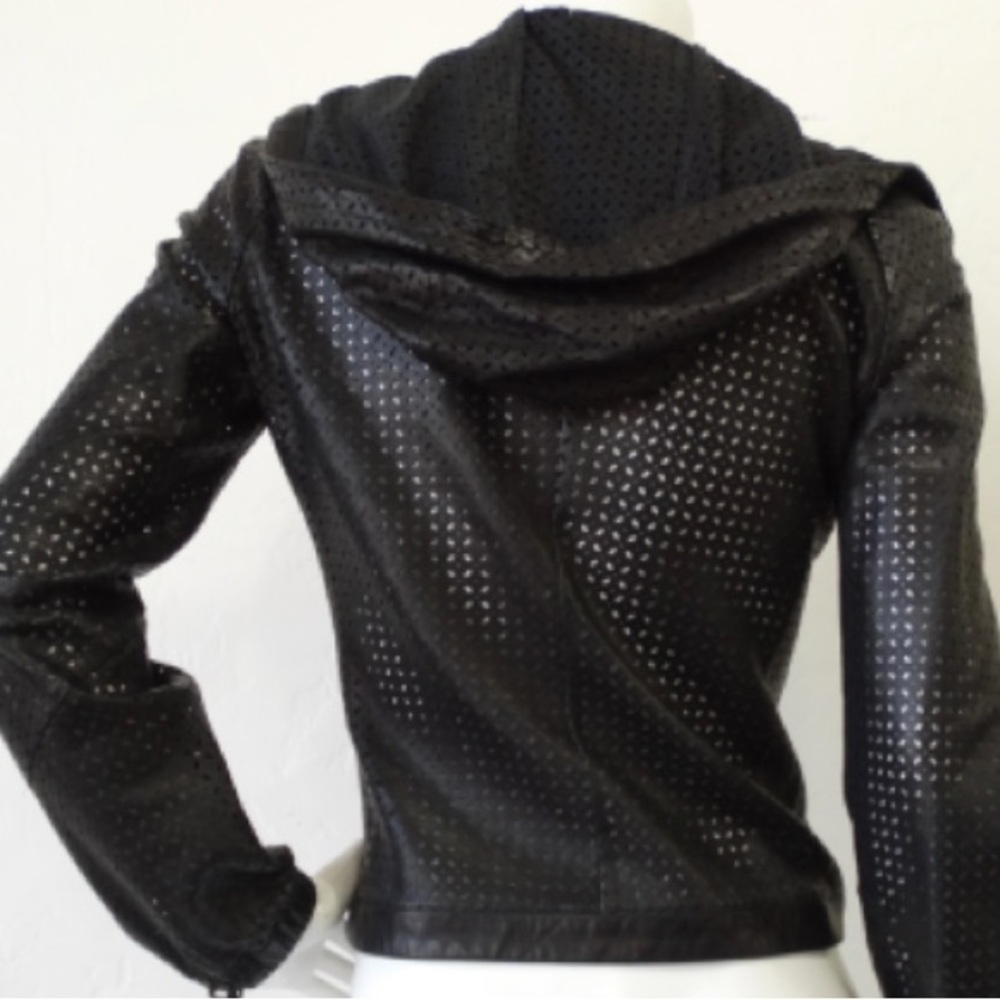 Versace Perforated Leather Jacket with Tassels and Hood - Picture 3 of 13